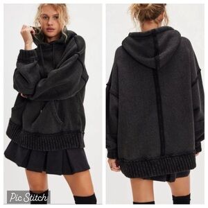 We the Free stand up  Black Oversized slouchy Hoodie